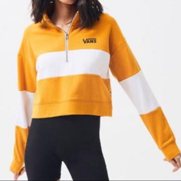 Vans Tops - Vans Cropped Half Zip Colorblock Logo Sweatshirt